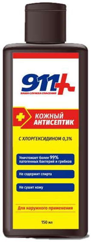 911 антисептик кожный средство дезинфицирующее с хлоргексидином 0,3% 150мл твинс тэк