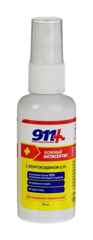 911 антисептик кожный средство дезинфицирующее с хлоргексидином 0,3% 30мл твинс тэк