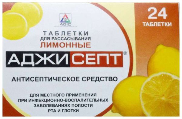 Аджисепт 24 шт таблетки для рассасывания лимон