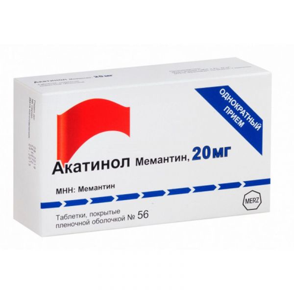 Акатинол мемантин 20мг 56 шт таблетки покрытые пленочной оболочкой