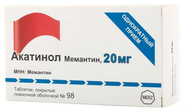 Акатинол мемантин 20мг 98 шт таблетки покрытые пленочной оболочкой
