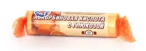 Аскорбиновая кислота с глюкозой гленвитол таблетки 25мг апельсин 10 шт крутка