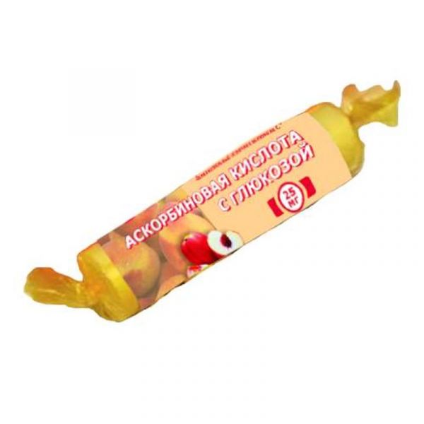 Аскорбиновая кислота с глюкозой гленвитол таблетки 25мг персик 10 шт крутка