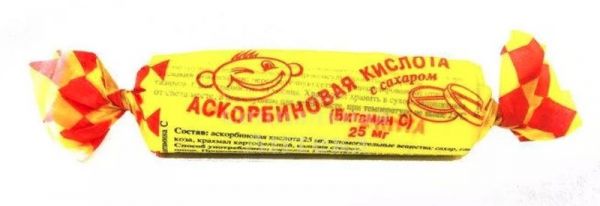 Аскорбиновая кислота с сахаром таблетки 25мг мята 3г 10 шт крутка