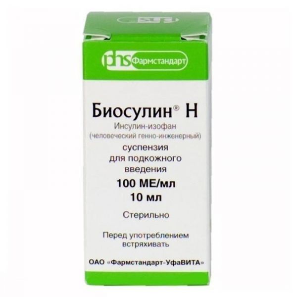Биосулин н 100ед/мл 10мл 1 шт суспензия для подкожного введения