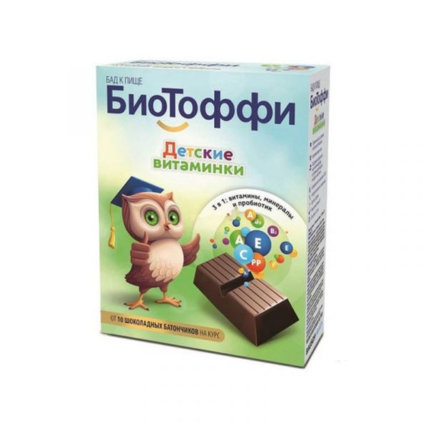 Биотоффи детские витаминки батончик шоколадный 5г 10 шт