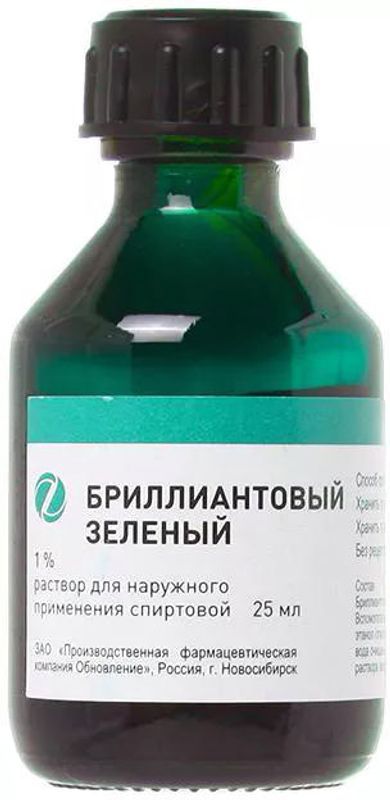 Бриллиантовый зеленый 1% 25мл раствор для наружного применения спиртовой с лопаткой