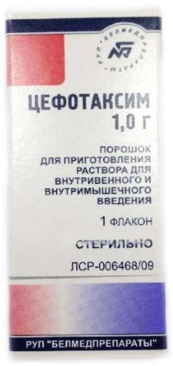 Цефотаксим 1г 1 шт порошок для приготовления раствора для внутривенного и внутримышечного введения