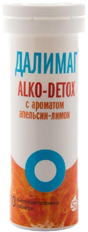 Далимаг алко-детокс таблетки быстрорастворимые апельсин/лимон 10 шт