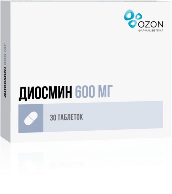 Диосмин 600мг 30 шт таблетки покрытые пленочной оболочкой
