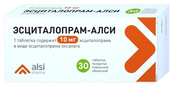 Эсциталопрам-алси 10мг 30 шт таблетки покрытые пленочной оболочкой