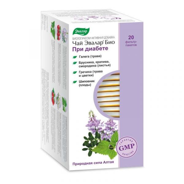 Эвалар био при диабете чай 1,5г 20 шт фильтр-пакет эвалар