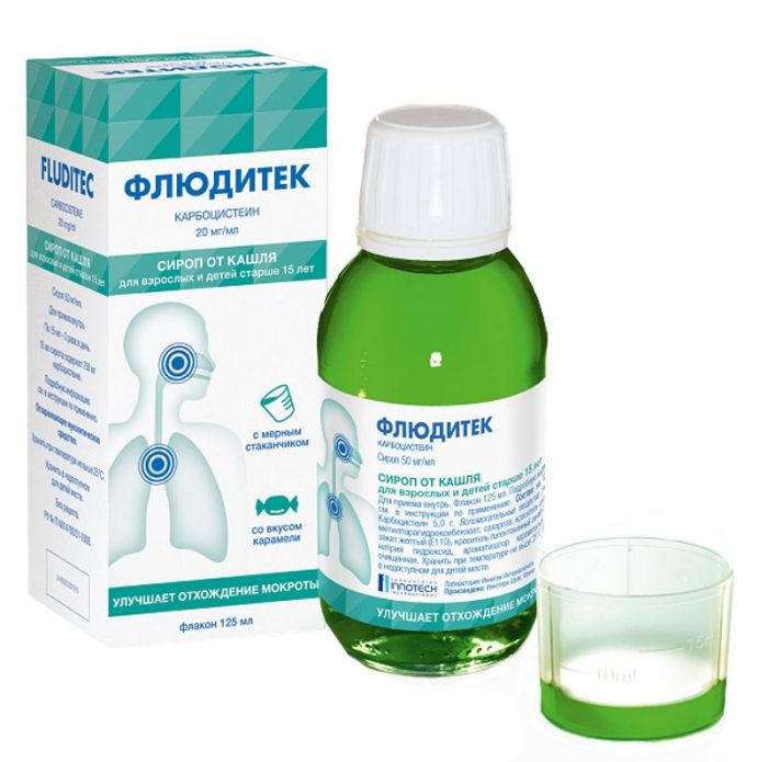 Флюдитек 50мг/мл 125мл сироп