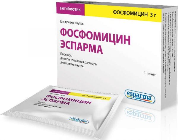 Фосфомицин эспарма 3г 1 шт порошок для приготовления раствора для приема внутрь