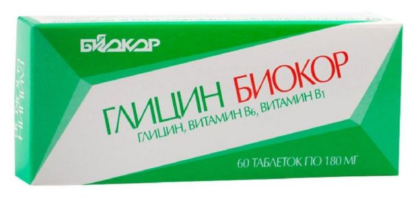 Глицин биокор таблетки с витаминами в1 в6 60 шт