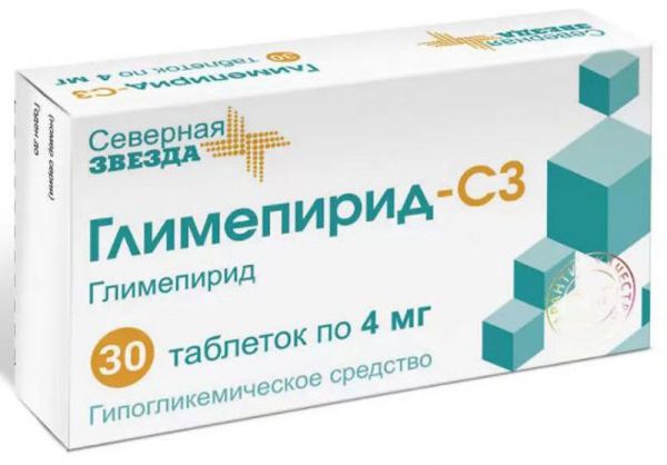Глимепирид-сз 4мг 30 шт таблетки