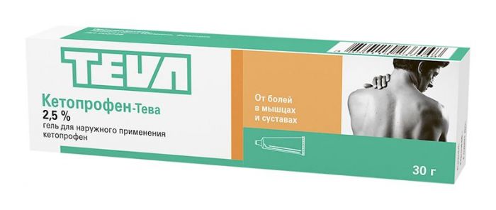 Кетопрофен-тева 2,5% 30г гель для наружного применения