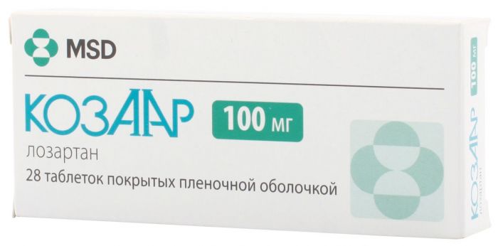 Козаар 100мг 28 шт таблетки покрытые пленочной оболочкой