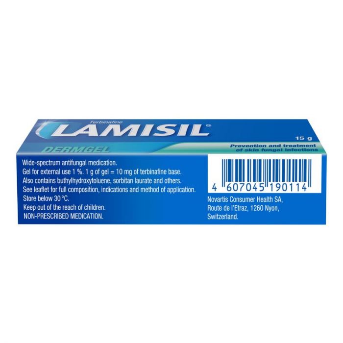 Ламизил дермгель для лечения грибка стопы, гель 1%, 15г