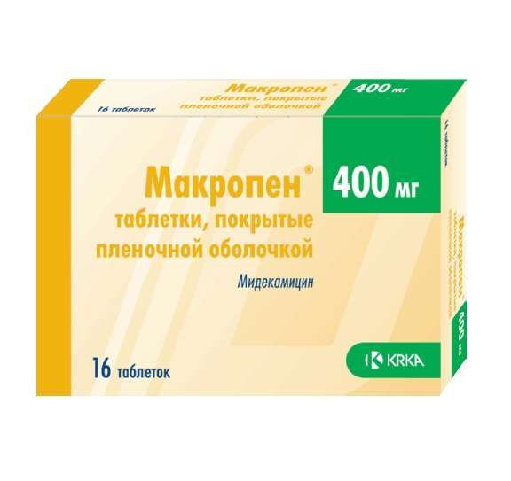 Макропен 400мг 16 шт таблетки покрытые пленочной оболочкой