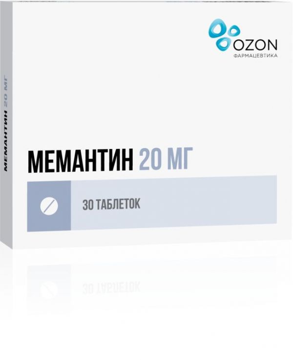 Мемантин 20мг 30 шт таблетки покрытые пленочной оболочкой