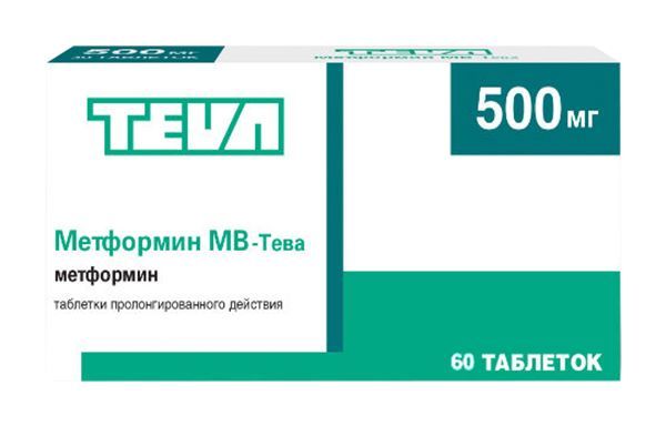 Метформин мв-тева 500мг 60 шт таблетки пролонгированного действия