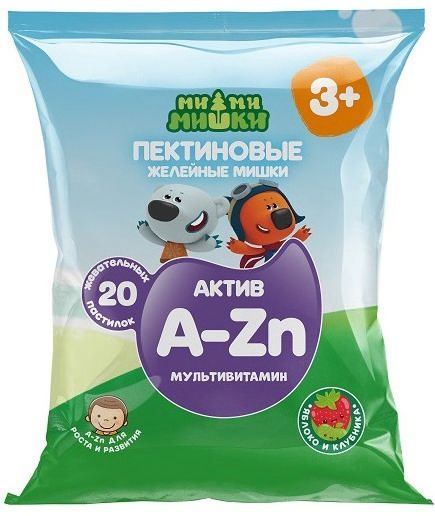 Ми-ми-мишки актив пастилки жевательные пектиновые мультивитамин со вкусом яблоко/клубника 20 шт