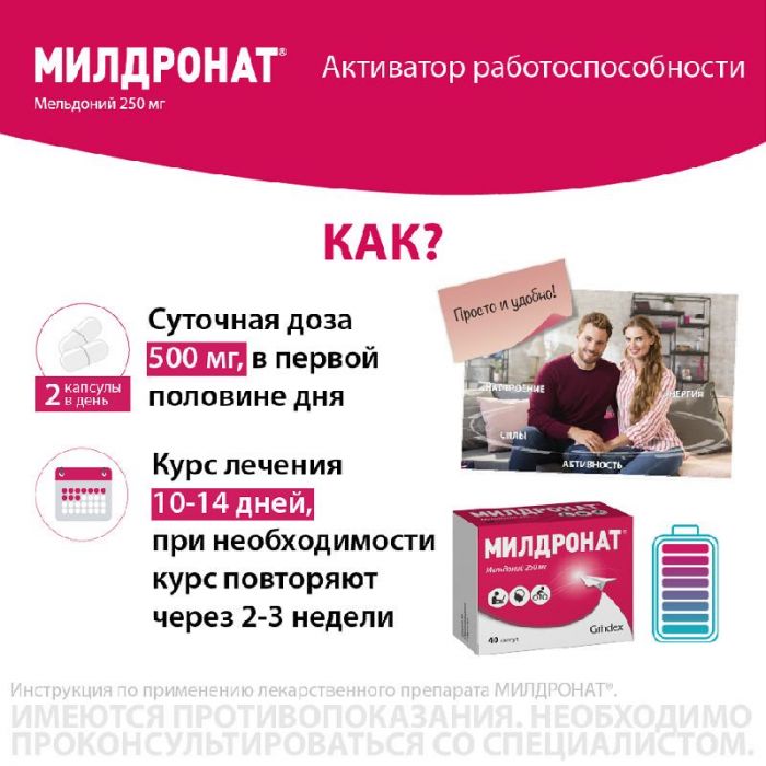 Милдронат 250мг 40 шт капсулы
