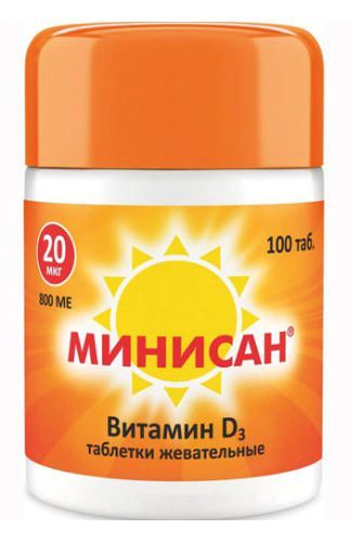 Минисан витамин д3 таблетки жевательные 20мкг 100 шт