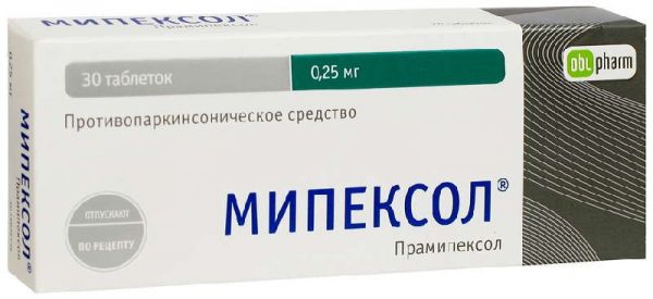 Мипексол 0,25мг 30 шт таблетки
