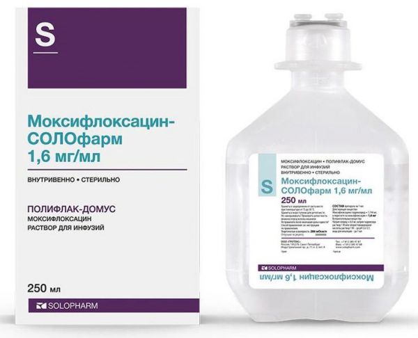 Моксифлоксацин-солофарм 1,6мг/мл 250мл 1 шт раствор для инфузий