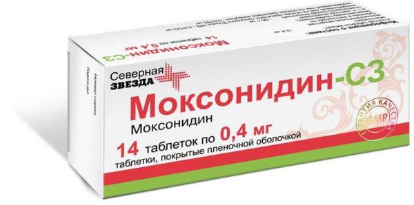 Моксонидин-сз 0,4мг 14 шт таблетки покрытые пленочной оболочкой