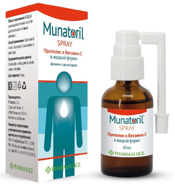 Мунаторил прополис и витамин с спрей для горла 30мл