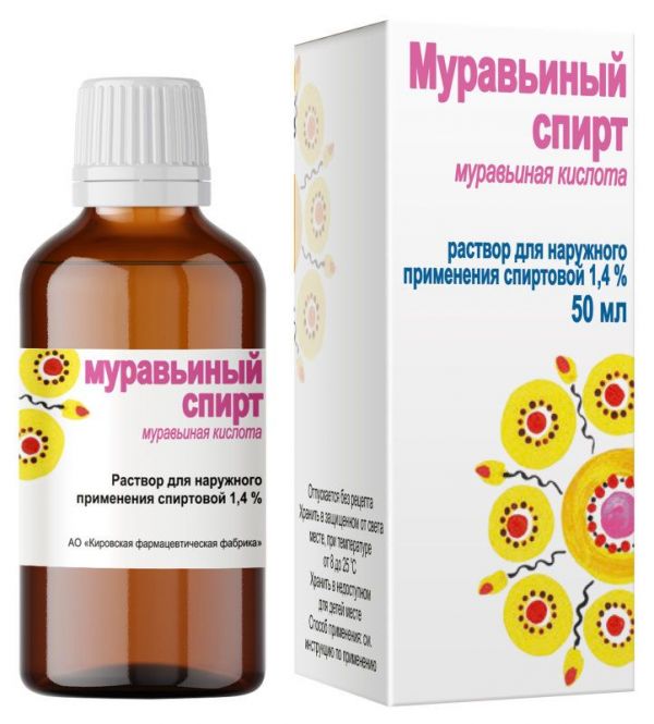 Муравьиный спирт 1,4% 50мл раствор для наружного применения спиртовой