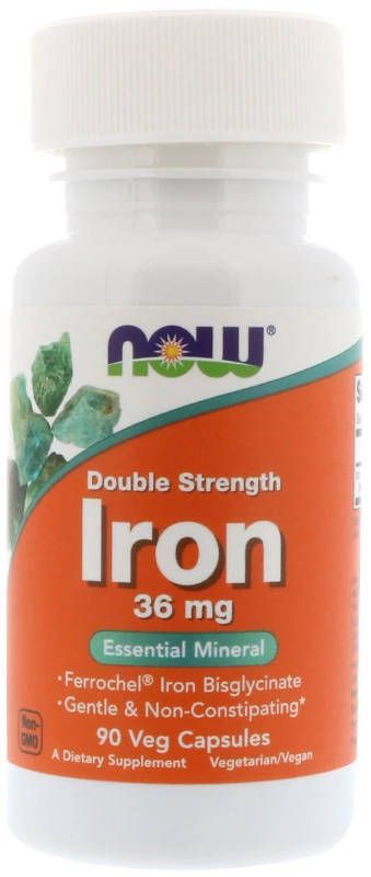 Нау фудс железо двойная сила капсулы 36мг 90 шт