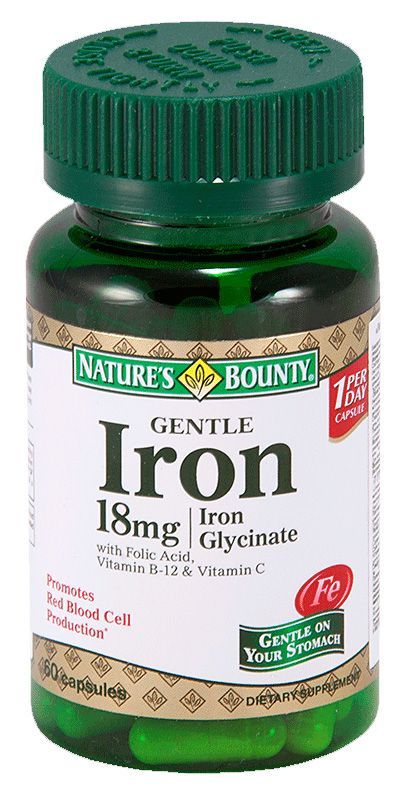 Нэйчес баунти капсулы 18мг легкодоступное железо 60 шт