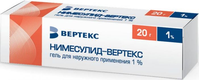 Нимесулид-вертекс 1% 20г гель для наружного применения
