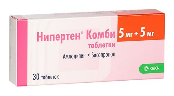 Нипертен комби 5мг+5мг 30 шт таблетки покрытые пленочной оболочкой