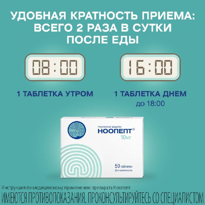 Ноопепт 10мг 50 шт таблетки