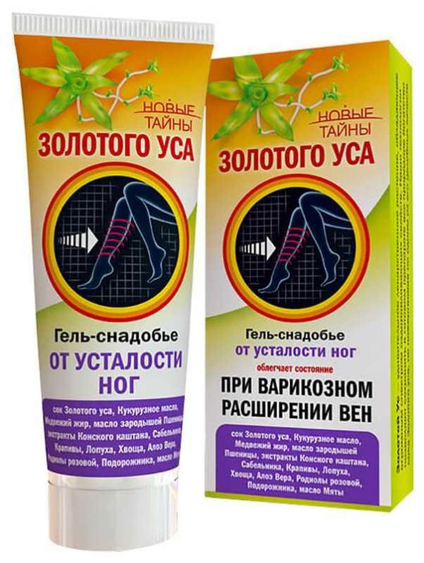 Новые тайны золотого уса гель-снадобье от усталости ног при варикозном расширении вен 75мл