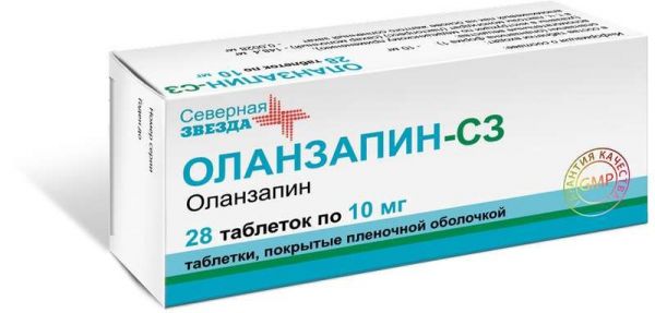 Оланзапин-сз 10мг 28 шт таблетки покрытые пленочной оболочкой