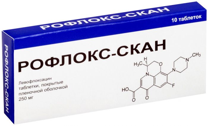 Рофлокс-скан 250мг 10 шт таблетки покрытые пленочной оболочкой