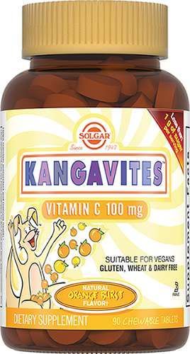 Солгар кангавитес витамин с таблетки жевательные 100мг для детей со вкусом апельсина 90 шт