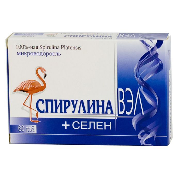 Спирулина вэл+селен таблетки 0,5г 60 шт