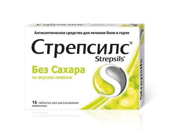 Стрепсилс 16 шт таблетки для рассасывания лимон/травы без сахара