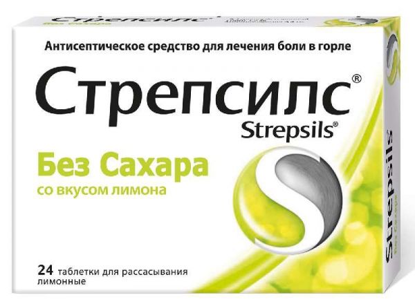 Стрепсилс 24 шт таблетки для рассасывания лимон без сахара