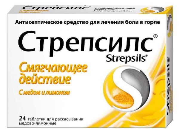 Стрепсилс 24 шт таблетки для рассасывания мед-лимон