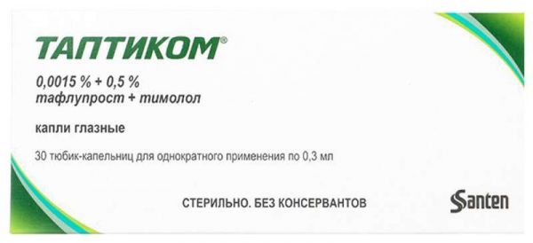 Таптиком 0,0015%+0,5% 0,3мл 30 шт капли глазные