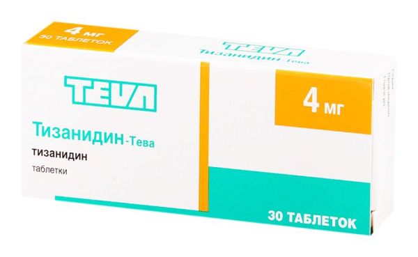 Тизанидин-тева 4мг 30 шт таблетки тева фармацевтический завод прайвэт колтд