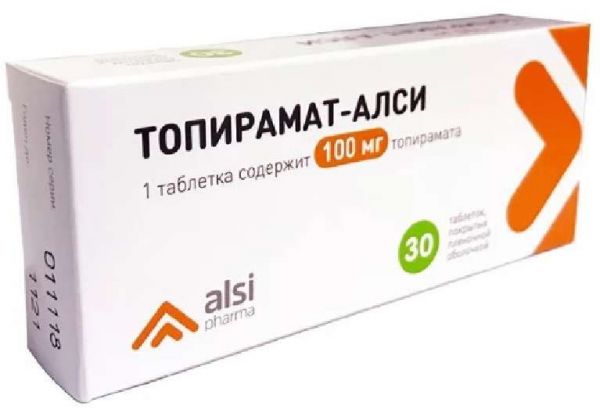 Топирамат-алси 100мг 30 шт таблетки покрытые пленочной оболочкой